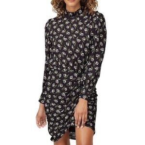 Veronica beard black silk floral Candace long sleeve sheath dress